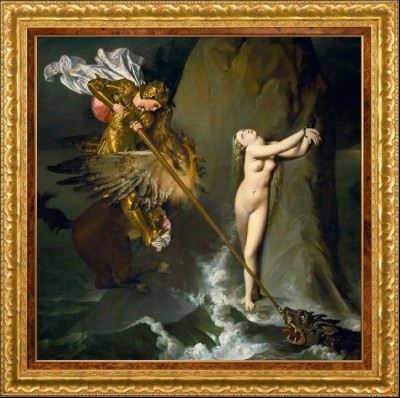 Ruggiero Rescuing Angelica, after painting by Jean Ingres Ruggiero Rescuing Angelica, after painting by Jean Ingres