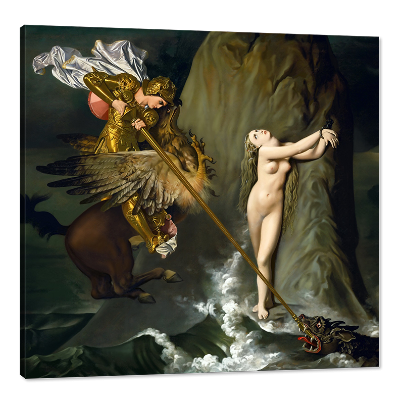Ruggiero Rescuing Angelica, after painting by Jean Ingres